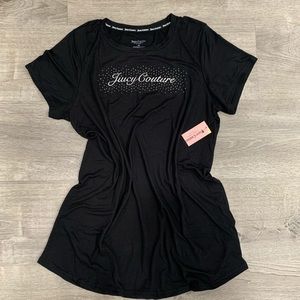 *NWT Juicy Couture Black Rhinestone Embellished Logo Sleepwear Dress Shirt
